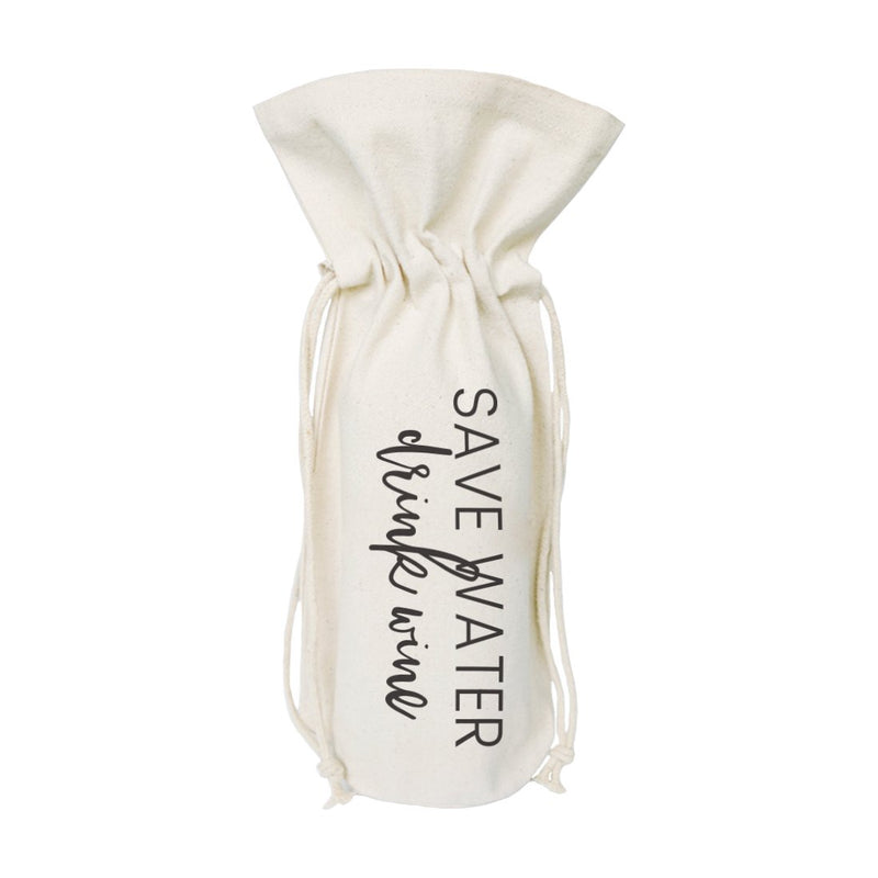 Save Water, Drink Wine Canvas Wine Bag