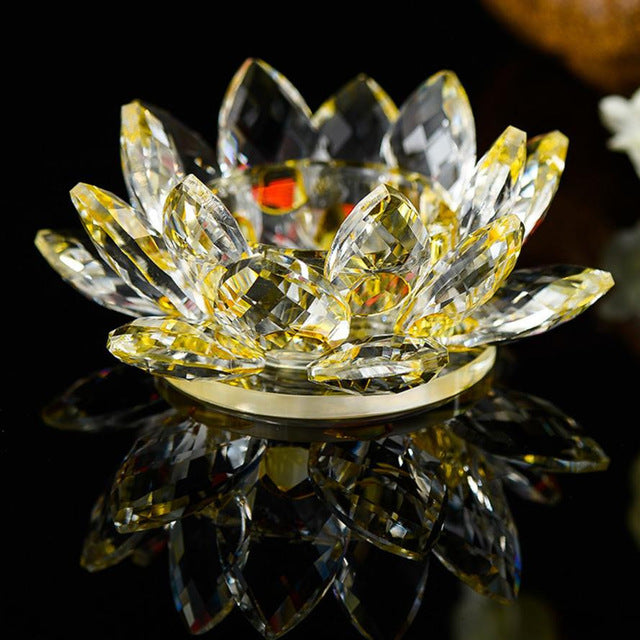 7 Colors Lotus Crystal Glass Lotus Flower Candle