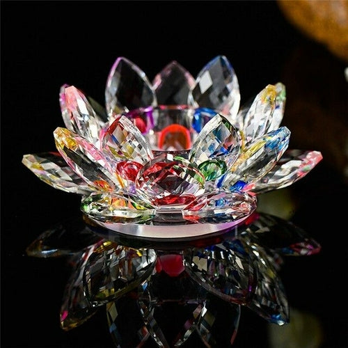 7 Colors Lotus Crystal Glass Lotus Flower Candle