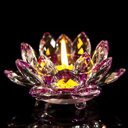 7 Colors Lotus Crystal Glass Lotus Flower Candle