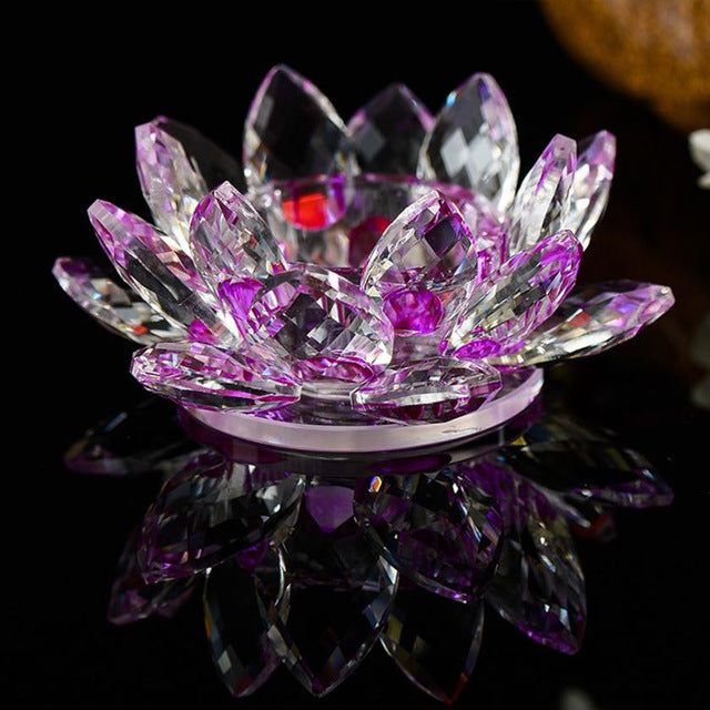 7 Colors Lotus Crystal Glass Lotus Flower Candle
