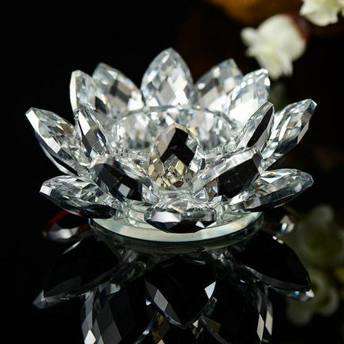 7 Colors Lotus Crystal Glass Lotus Flower Candle