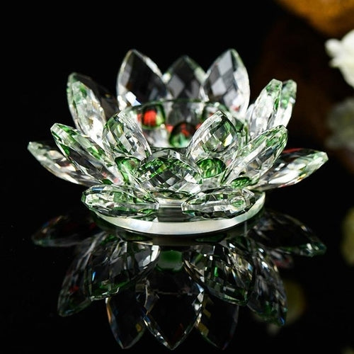 7 Colors Lotus Crystal Glass Lotus Flower Candle