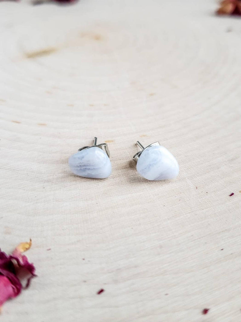 Blue Lace Agate Stud Earrings