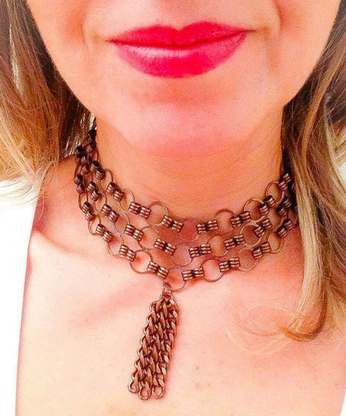 Choker with tassel. Choker necklace, boho necklace, bohemian jewelry,