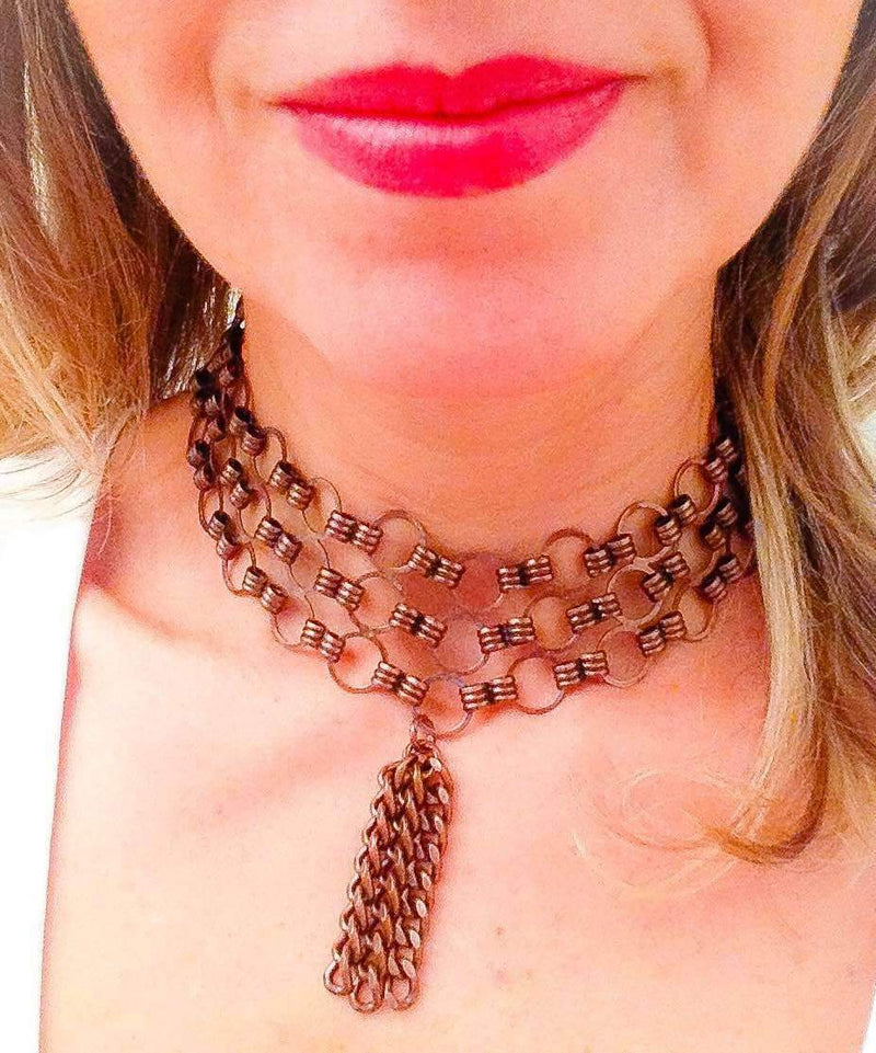Choker with tassel. Choker necklace, boho necklace, bohemian jewelry,