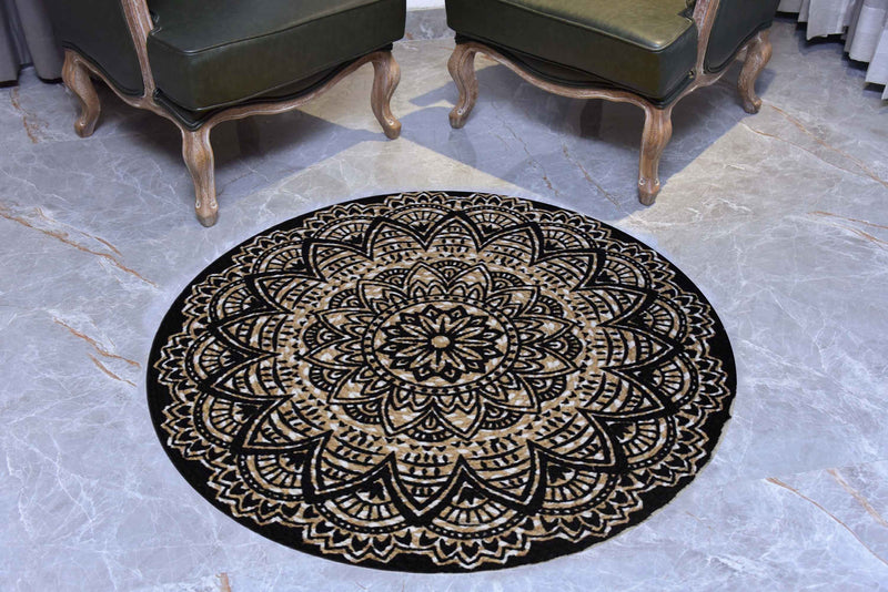 Black and Tan Bohemian Carpet