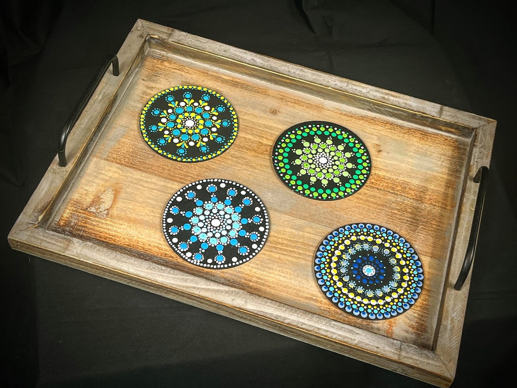 Wooden Mandala Dot Coaster Set