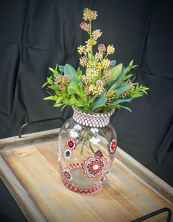 Mandala Dot Hand Painted Glass Vase