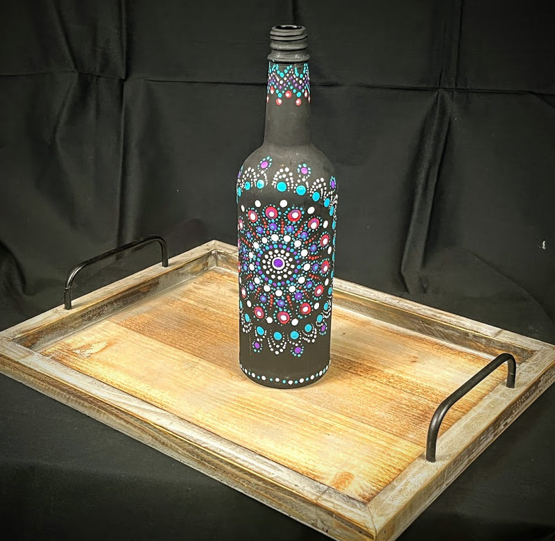 Hand-painted Mandala Dot Wine Bottle Décor