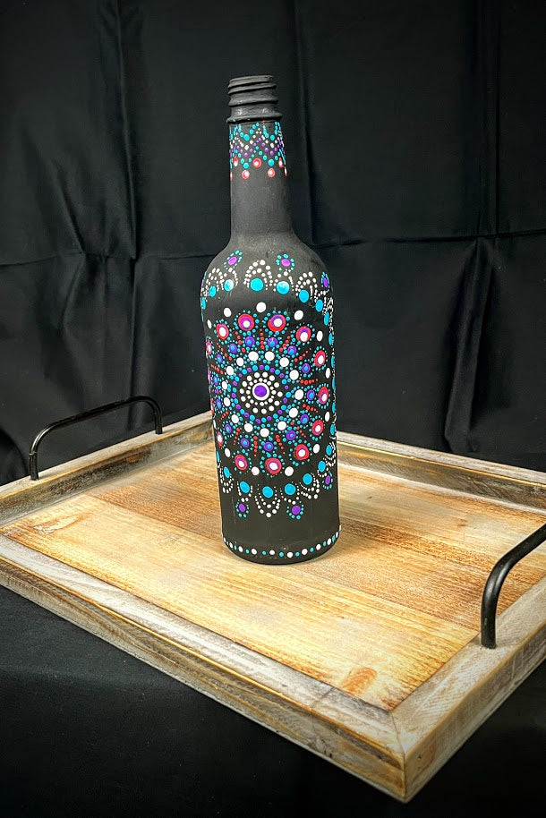 Hand-painted Mandala Dot Wine Bottle Décor