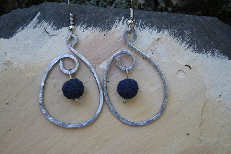 Oil Beaded Blue Earrings