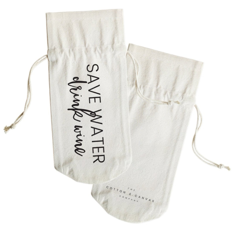 Save Water, Drink Wine Canvas Wine Bag