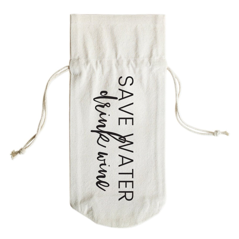 Save Water, Drink Wine Canvas Wine Bag