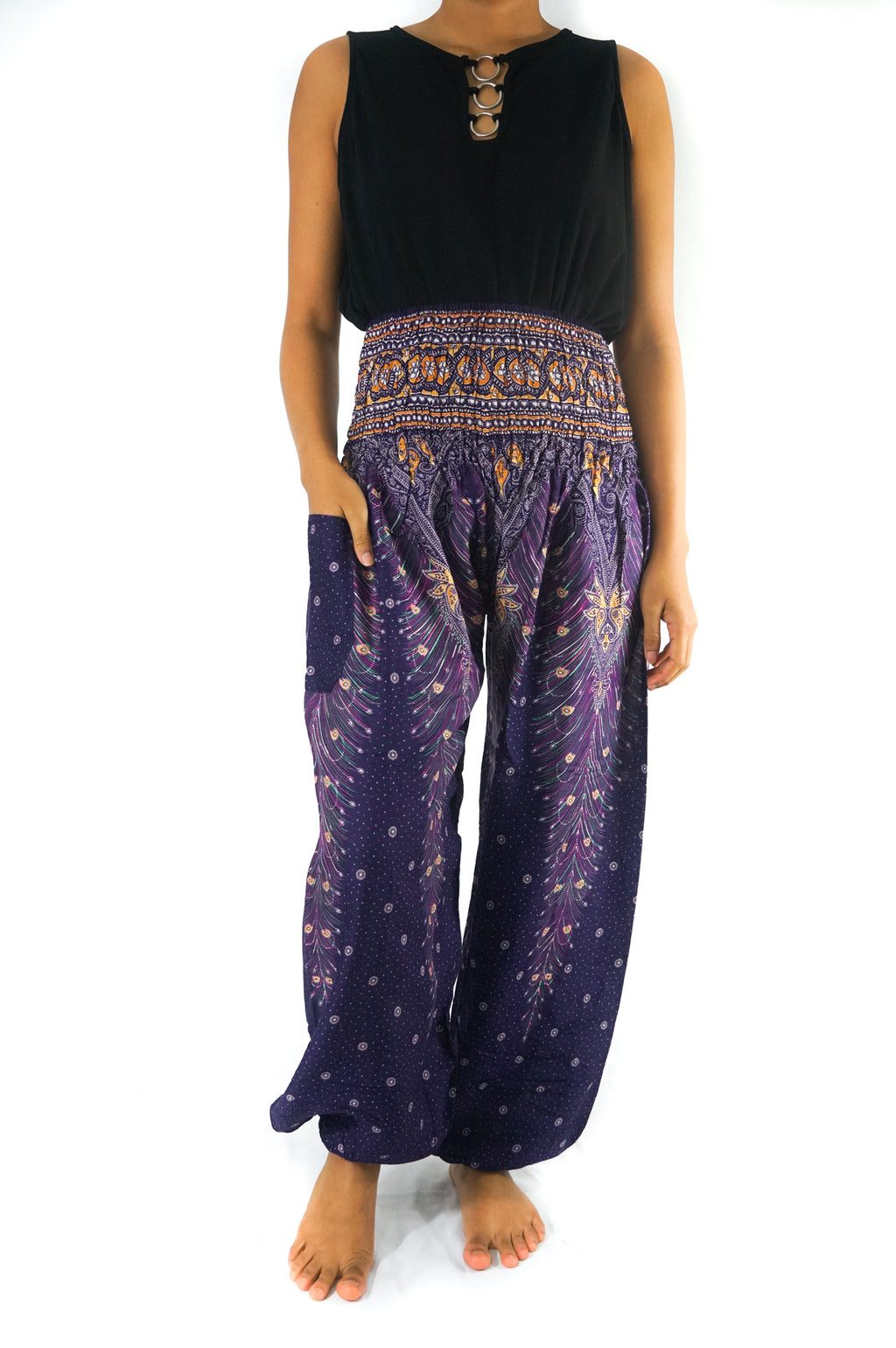 Purple PEACOCK Harem Pants Women Boho Pants Hippie Pants