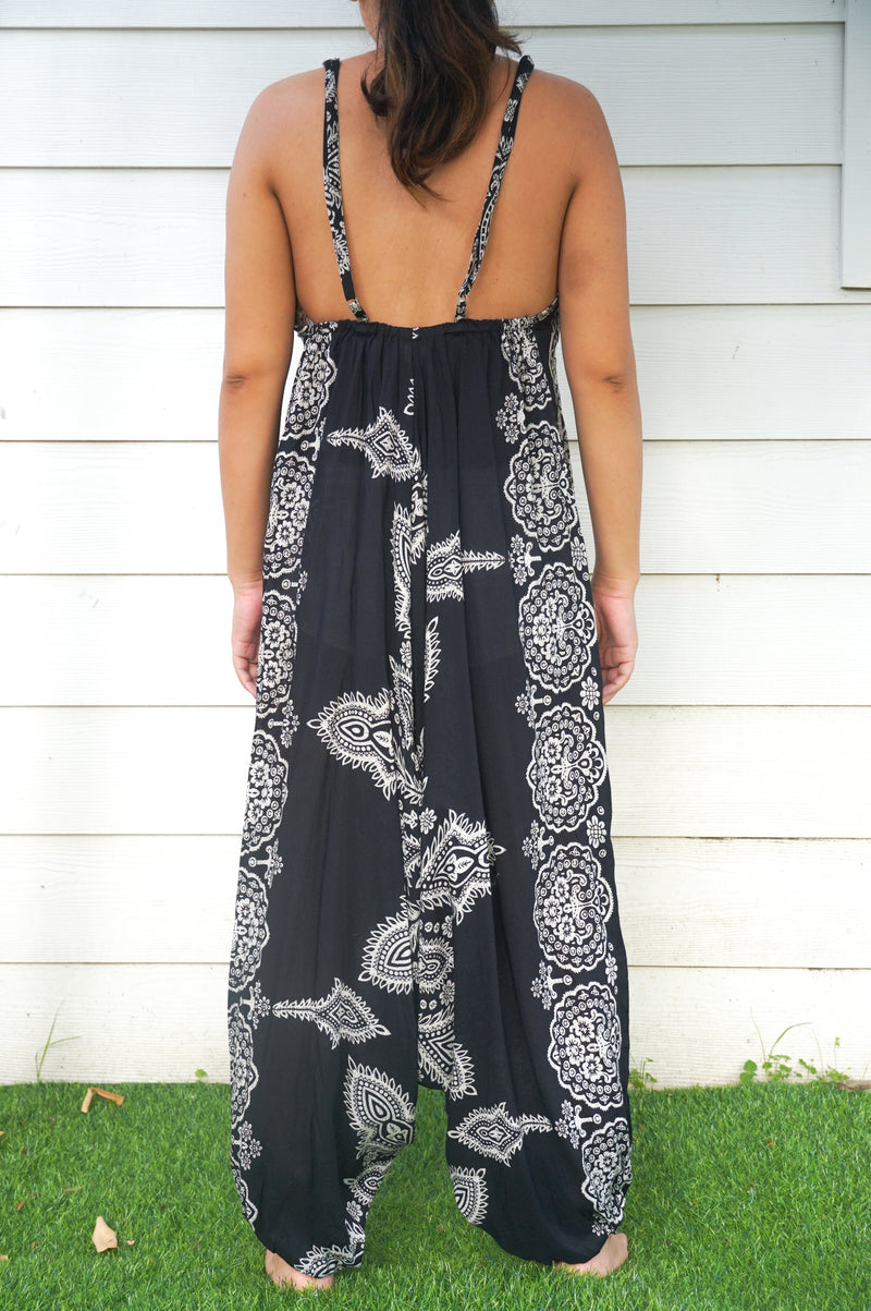 Black Butterfly Hippie Jumpsuits, Boho Rompers, Festival Clothing