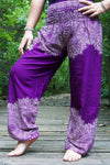 Purple FLORAL Women Boho Pants Hippie Pants Yoga Pants