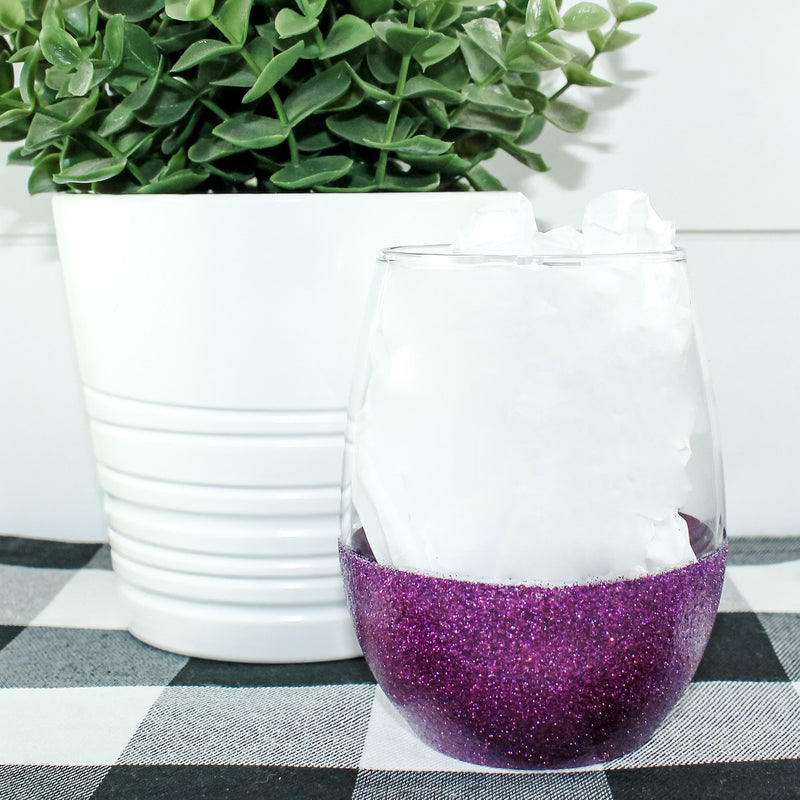 Wine The Glue Glitter Wine Glass